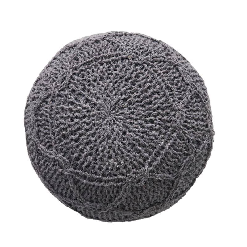 Charming Handcrafted Knitted Wool Pouf for Stylish Homes
