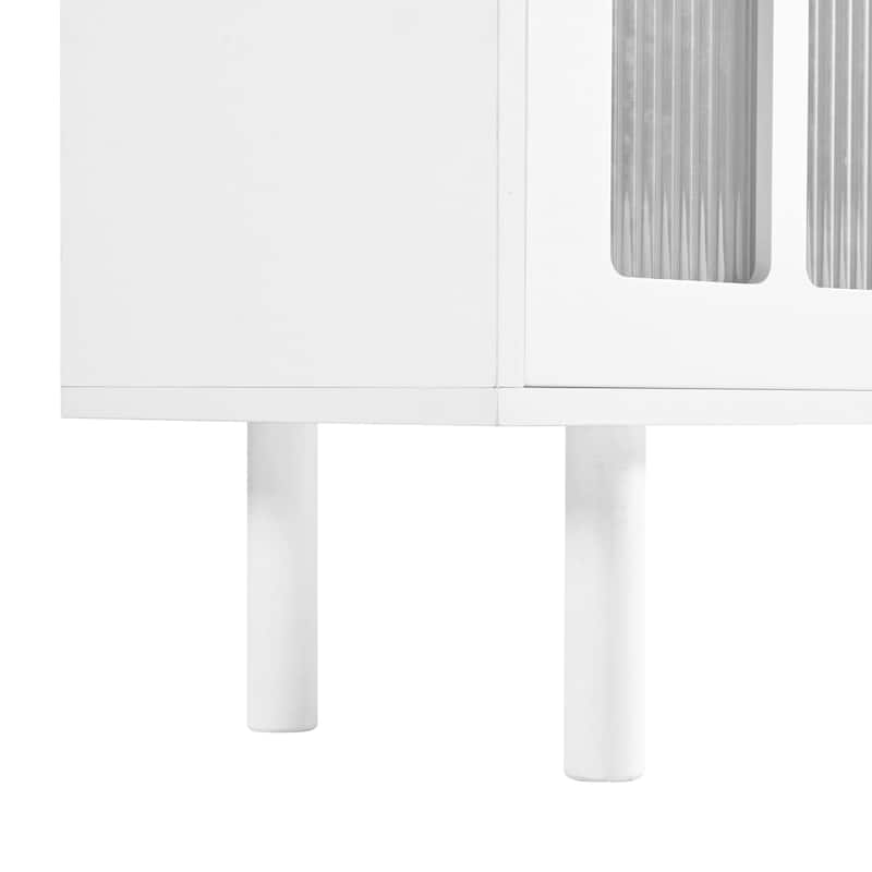 LED TV Stand for Living Room, Entertainment Center for TVs Up to 80" with Wood Legs, Storage Media Console with 2 Drawers