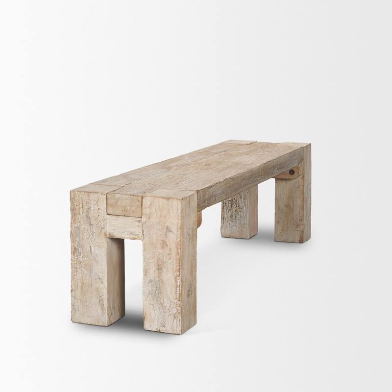 McArthur 64" Whitewash Reclaimed Wood Bench - 64.0L x 16.0W x 18.0H