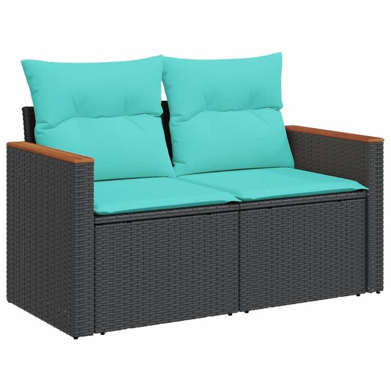 vidaXL Patio Sofa Set with Cushions Outdoor Furniture 7 Piece Poly Rattan - 21.7x 24.4x 27.2