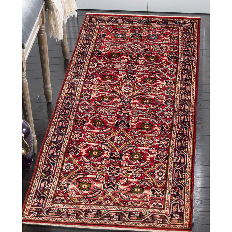 ECARPETGALLERY Hand-knotted Andelz Red Wool Rug - 3'3 x 9'3