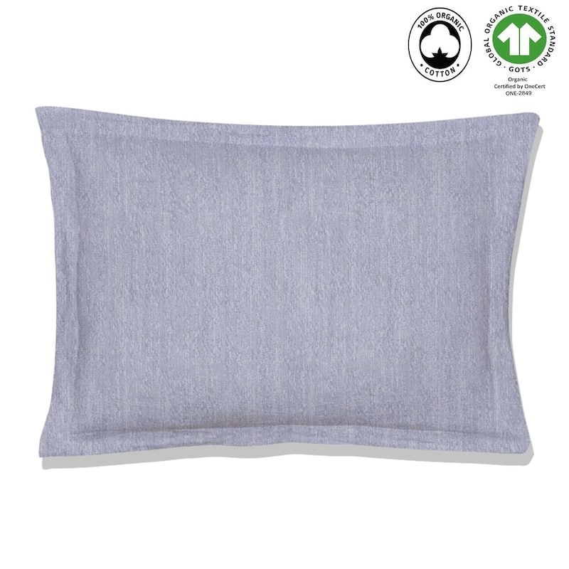 A1HC Reversible Print Organic Cotton Pillowcase, GOTS Certified, Wrinkle Resistant, Long Staple Cotton, 21" x 30" (Set Of 2) - Blue