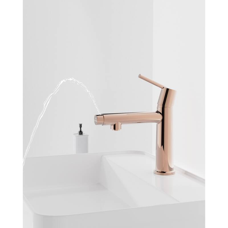 Single Handle Bathroom Faucet with Deck For 1 or 3 Holes,Laundry Vanity Sink Faucet with Two 9/16" Hoses