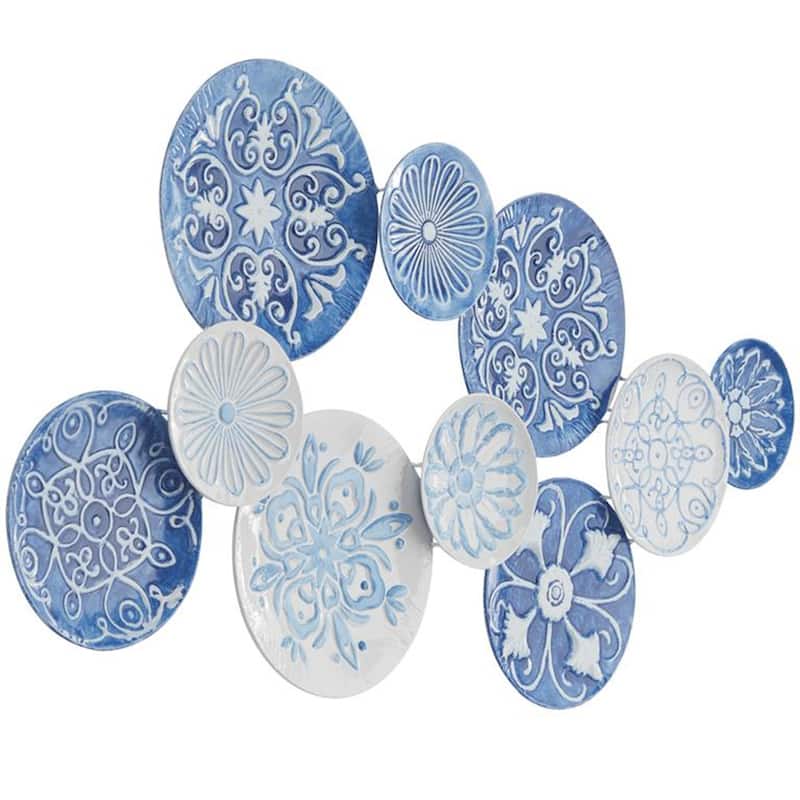 Santorini 46 x 23 Hand Painted Multicolor Circles Metal Wall Art