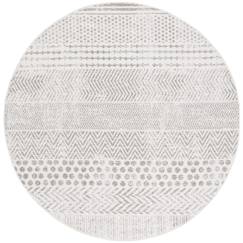 SAFAVIEH Pyramid Almedia Casual Rug - 6'7" Round - Ivory/Grey