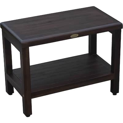HomeRoots Compact Rectangular Teak Shower / Outdoor Bench in Brown Finish