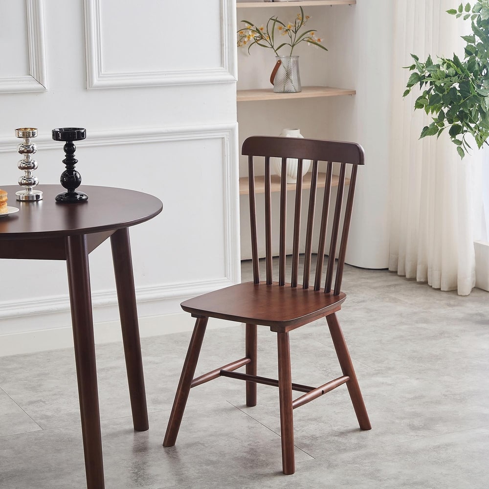 Set of 4 Rubber Wood Dining Chairs, Solid Wood