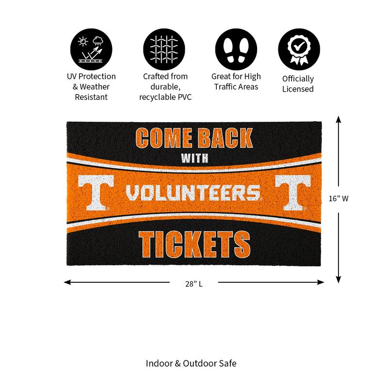 University of Tennessee 28 in. x 16 in. PVC "Come Back With Tickets" Trapper Door Mat