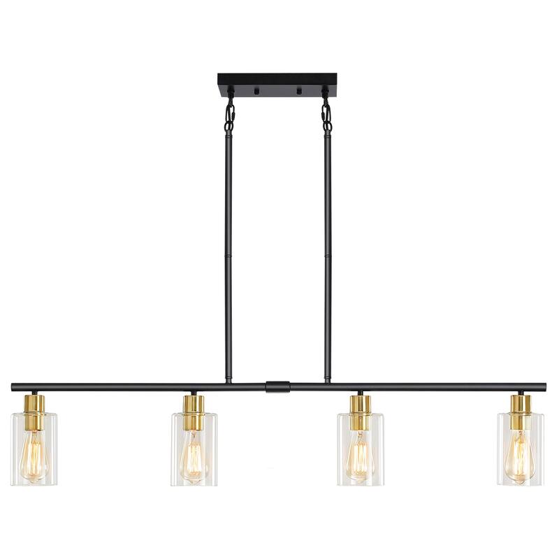 4-Light 43.7"W Kitchen Pendant Lighting witn Clear Glass Shades
