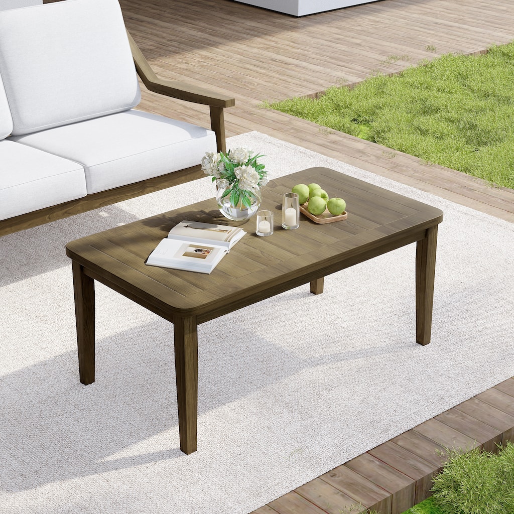 Outdoor Patio Wood Teak Rectangular Coffee Table