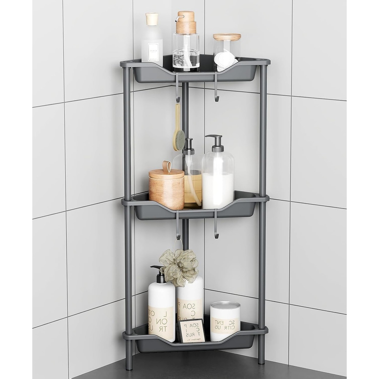 3 Tier Floor Standing Plastic Corner Shower Shelf Storage Rack undefined3 Tier Bed Bath Beyond 41092102