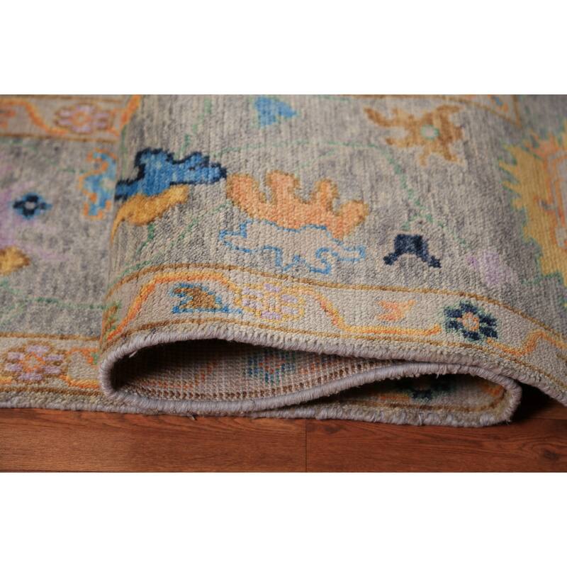 Floral Oushak Indian Area Rug Hand-Knotted Bedroom Wool Carpet - 7'10"x 9'9"