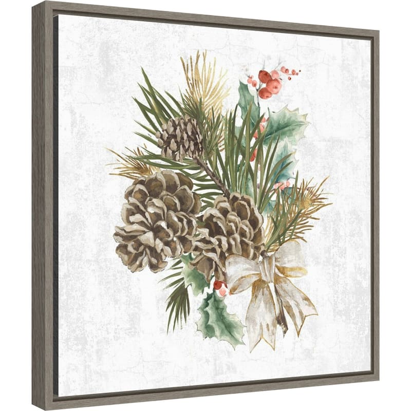 Holiday Spirit (Pinecone Wreath) by PI Studio Framed Canvas Art