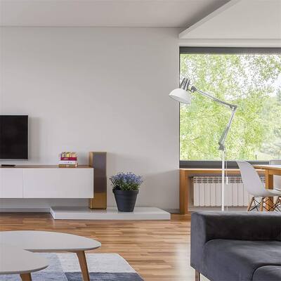 Metal Floor Lamp, Adjustable Architect Swing Arm, E26 Lamp Base
