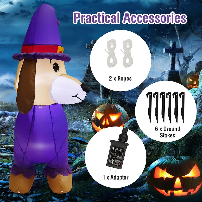 Costway 5 FT Long Halloween Inflatable Dachshund Dog with Pumpkin Self - See Details