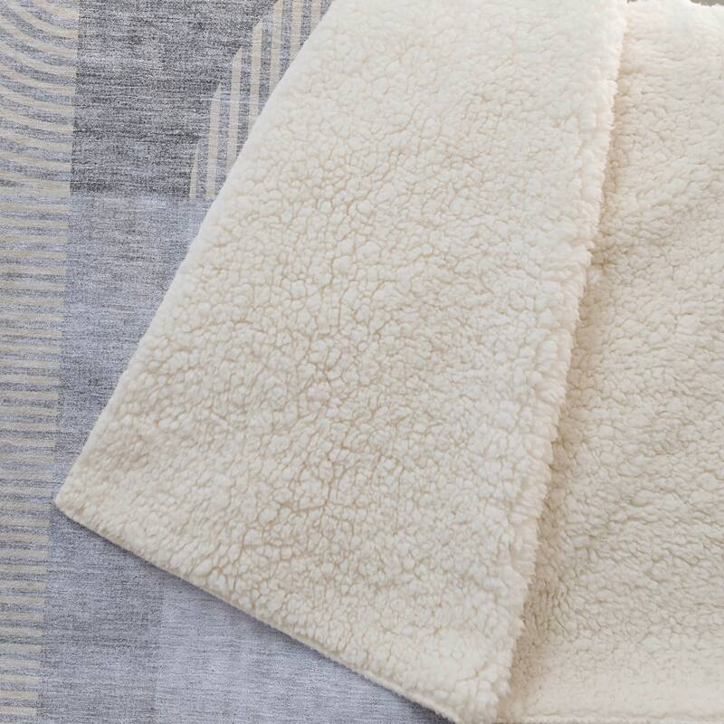 Premium Machine Washable Modern Geo Sherpa Throw Blanket
