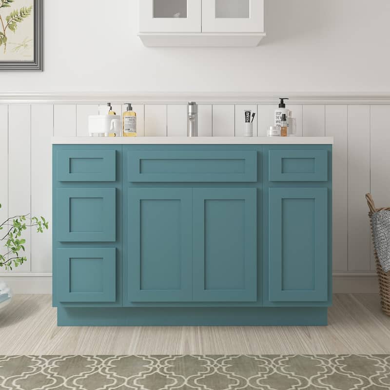 Vanity Art 48" Oak Freestanding Bathroom Vanity Cabinet without Top - Green