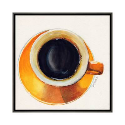 iCanvas "Yellow Coffee Cup" by Jennifer Redstreake Framed