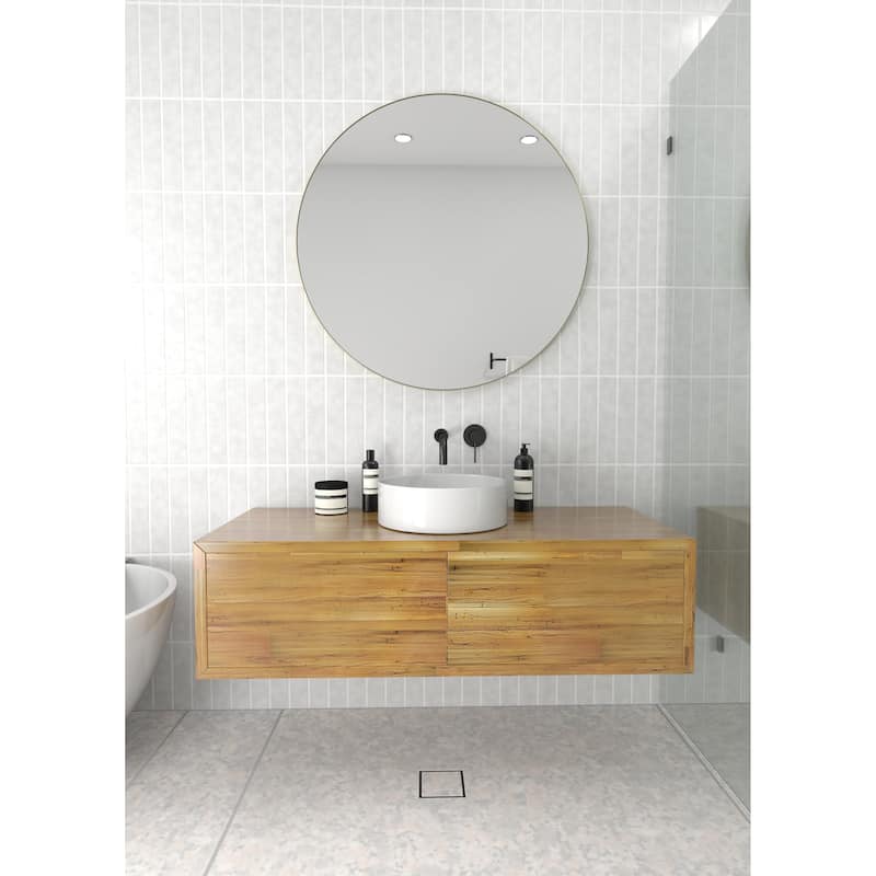 Glass Warehouse Round 36" Stainless Steel Framed Mirror