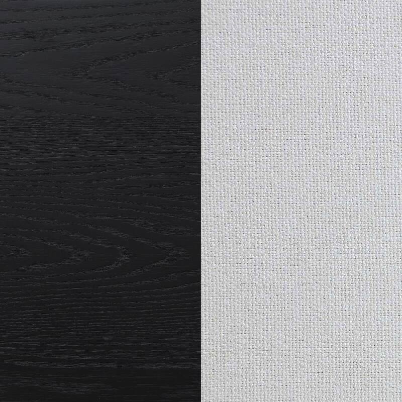 Jack California King Size Bed, Channel Tufted Ivory Upholstery, Black