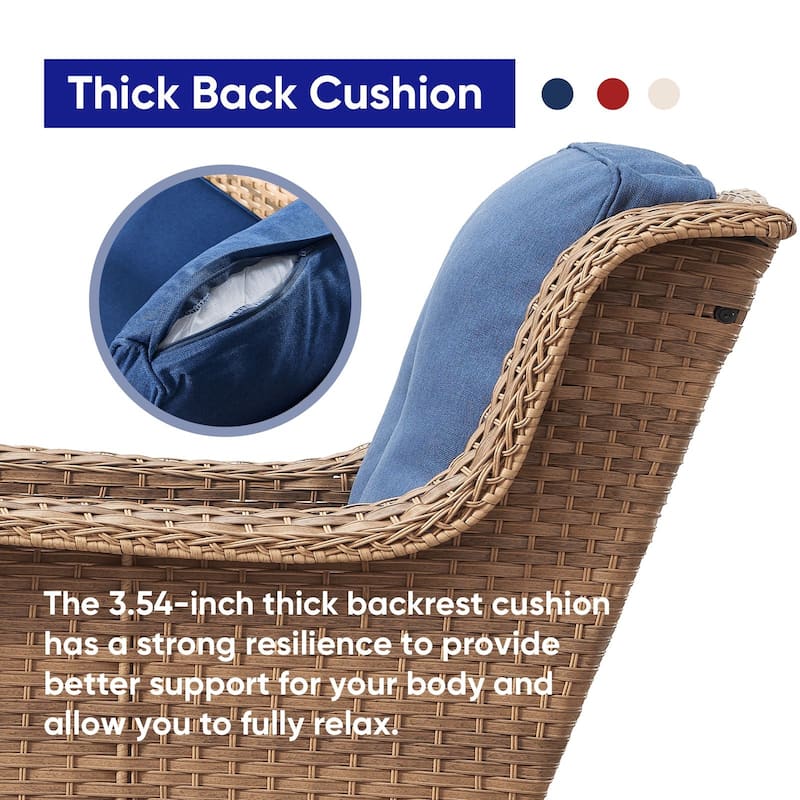 Gymojoy 3-Piece Outdoor Wicker Patio Furniture Chair Set, Rattan Coversation Set with Water Resistant Thick Cushions