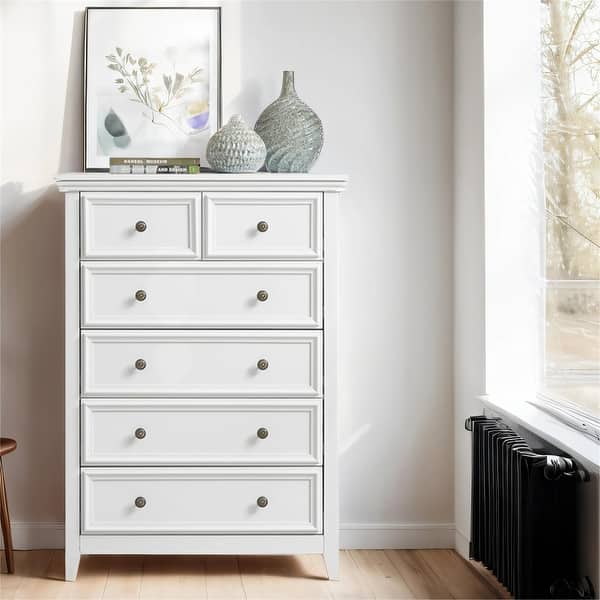 Modern 6 Drawers Dresser with Metal Handles and Metal Slide Rails - On Sale  - Bed Bath & Beyond - 40830058