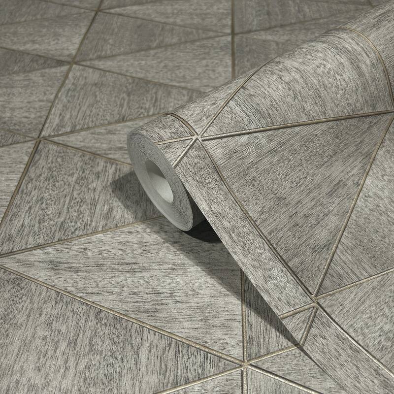 Galerie Wallcoverings Woods and Wicker Collection Triangular Wood Tile Matte Finish Vinyl on Non-woven Wallpaper Roll