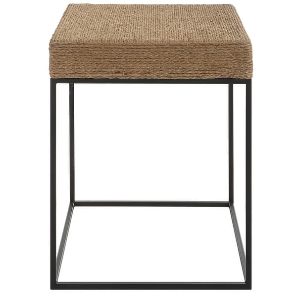 slide 2 of 5, Uttermost 22884 18" Wide Square Iron, MDF, and Rope End Table Brown