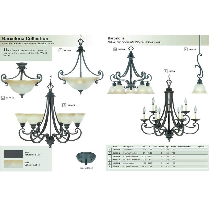 Designers Fountain 6 Light Chandelier from the Barcelona Collection