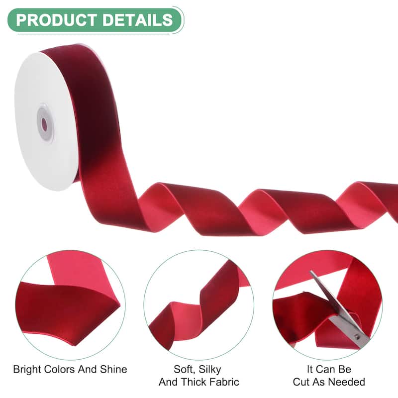Velvet Ribbon 10 Yards Wide Nylon Fabric Ribbons - Wine Red - 1-1/2"