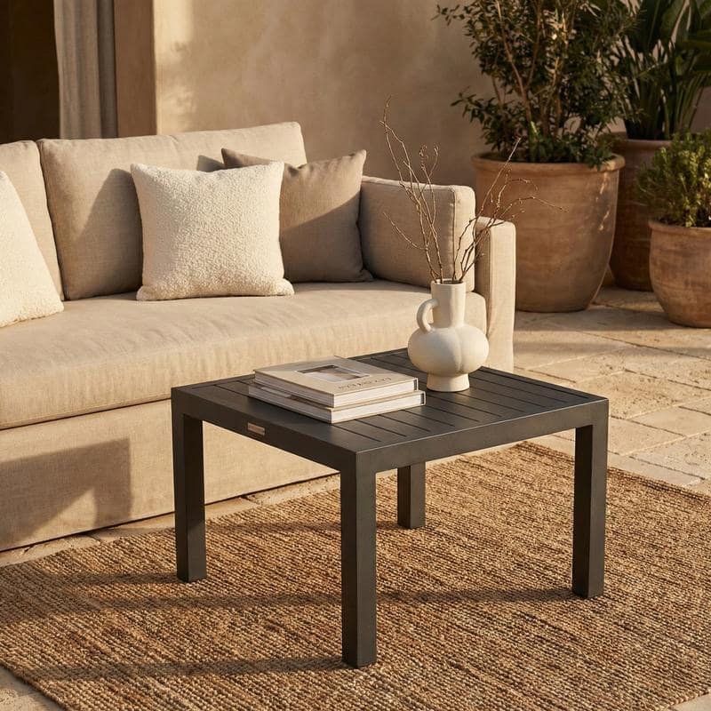 Chelsea 27" Square Aluminum Outdoor Coffee Table - Modern Weather Resistant Patio Accent Table, Rust-Proof Powder Coated Frame