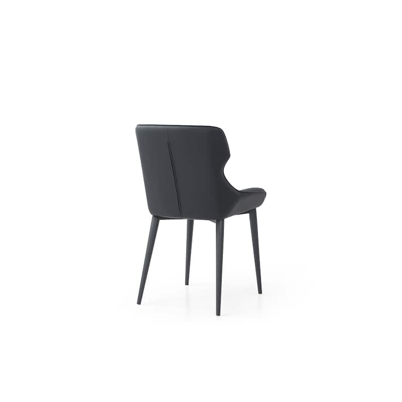 HomeRoots Black Faux Leather and Steel Wing Back Dining Side Chair - 20.00 in. x 33.00 in. x 23.00 in.