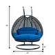 preview thumbnail 6 of 7, LeisureMod 2-Person Double Egg Swing Chair - Charcoal Wicker with Metal Stand & Plush Cushions - Modern Outdoor Patio Lounger