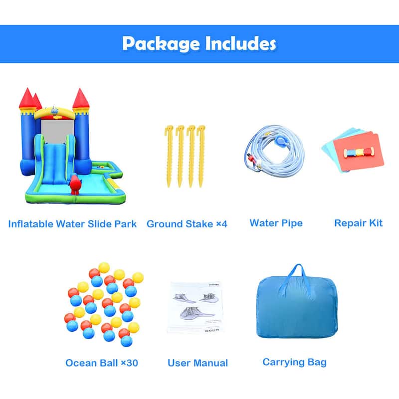 Gymax Inflatable Bouncer Climbing Slide Bounce House Water Park