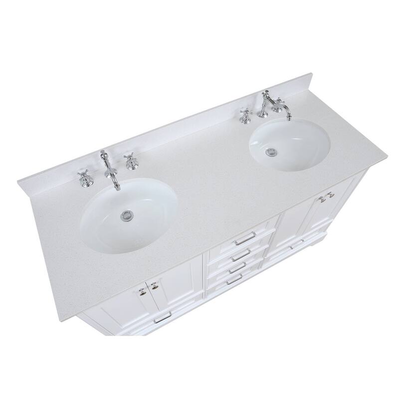 KitchenBathCollection Harper 60" Double Bathroom Vanity with Quartz Top