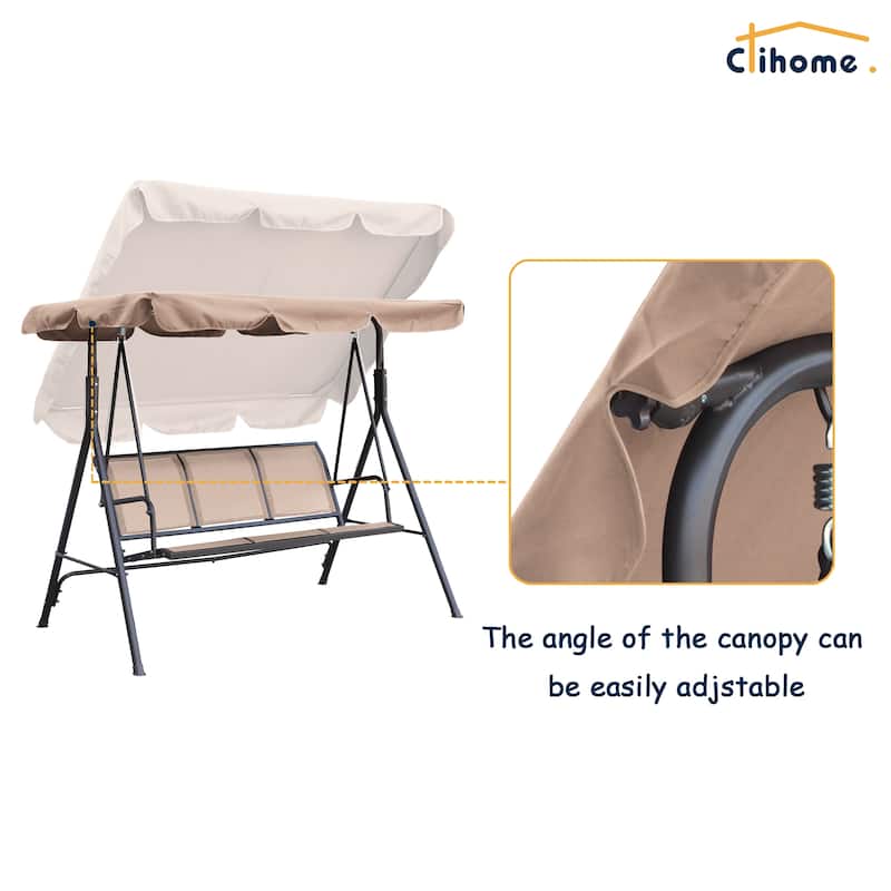 Clihome 3 Person Outdoor Textilene Porch Swing