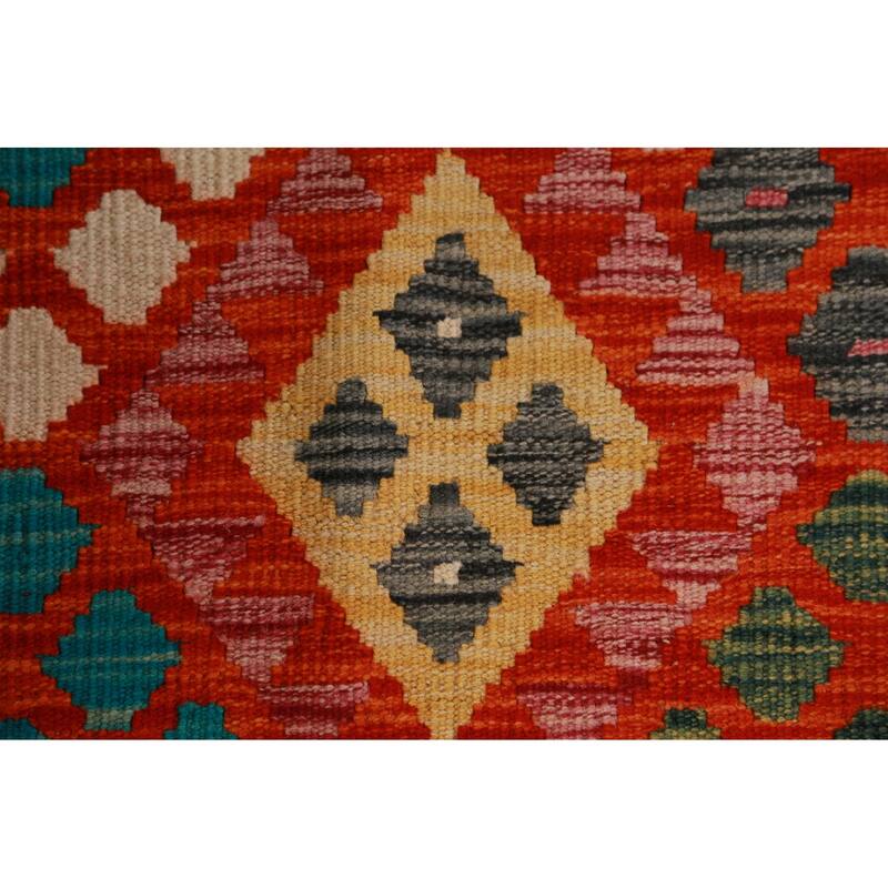 Reversible Kilim Oriental Area Rug Flatweave Dining Room Wool Carpet - 9'10"x 13'0"