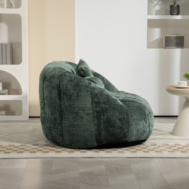 Emerald Modern 63.78" Chenille Upholstered Lounge Chair with High Density Foam Filling and Pillows