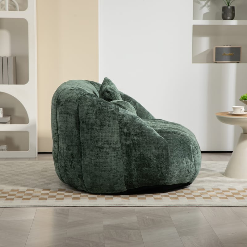 GDFStudio - Charlotte Plush Chenille Two-Seat Bean Bag Sofa for Living Room and Lounge Areas