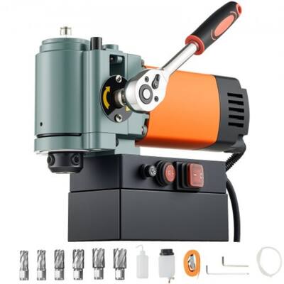 Multi-Color 1300W Magnet Drill Press with Weldon Shank and 2248 lbf Magnetic Force for Tight Spaces - 11.0" x 3.9" x 8.3"