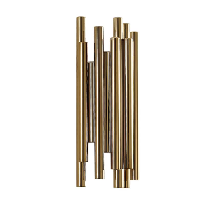 8-Light Gold Stainless Steel LED Rod Wall Sconce