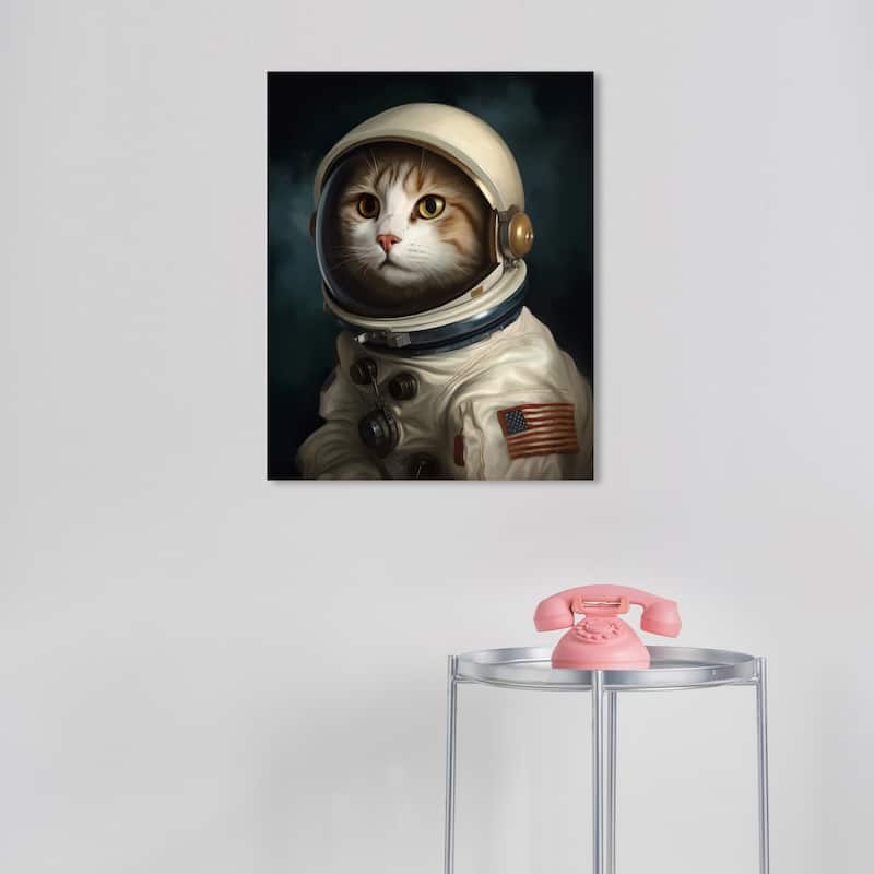 Wynwood Studio Canvas Animals Commander Neil Cat White and Cream White Modern & Contemporary Wall Art Canvas Print - 16 x 20