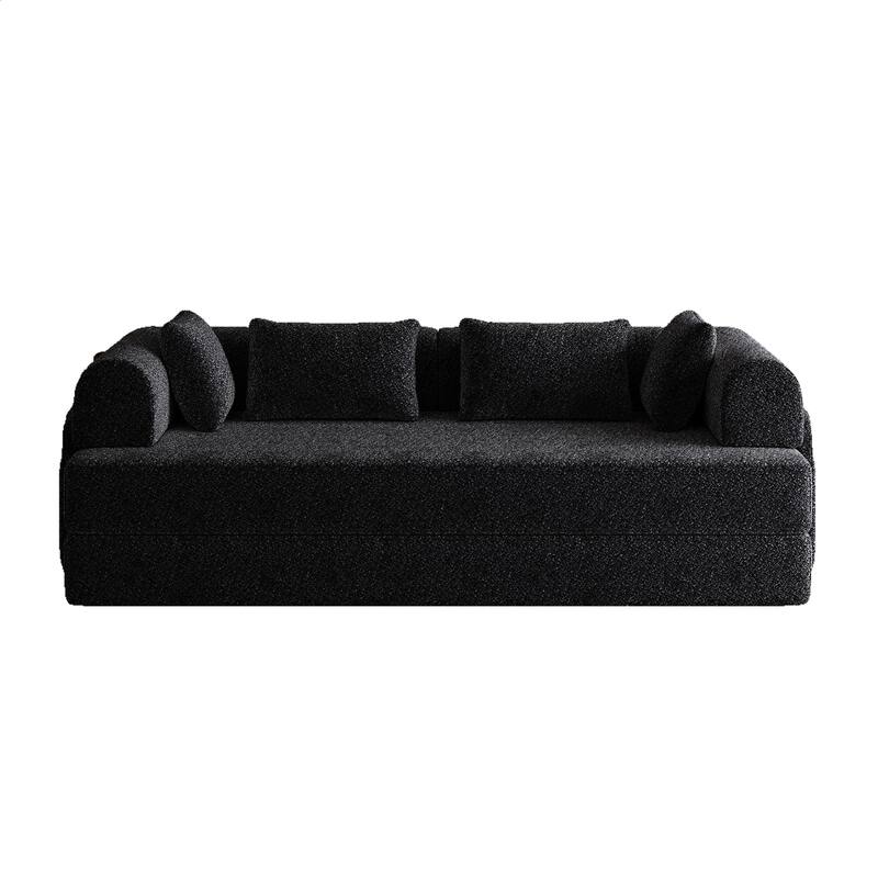 Anmytek Chenille Convertible Sleeper Sofa Bed - With Cylindrical Pillow & Side Pocket
