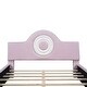 preview thumbnail 10 of 11, Full Size Upholstered Platform Bed Kids Night Sleep Bed Flannel Finish, Pink Upholstered Bed with Round Pattern Headboard