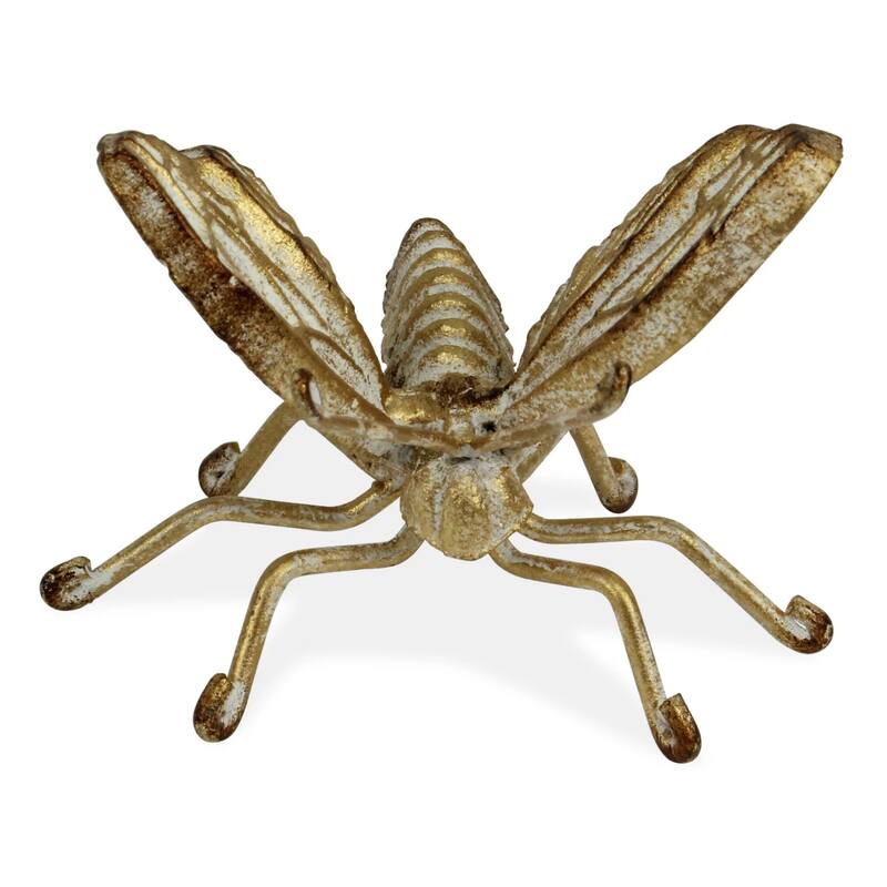Handcrafted Cast Iron Butterfly Statue - 4.25" - Gold- Tone Finish