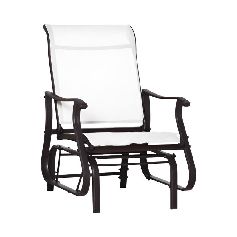 Outdoor Patio Glider Chair with Breathable Mesh Seat and Powder Coated Steel Frame for Garden and Porch - White