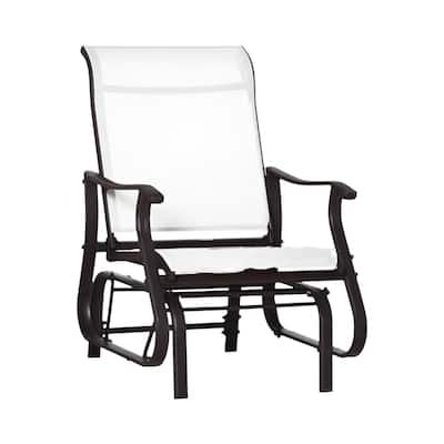 Outdoor Patio Glider Chair with Breathable Mesh Seat and Powder Coated Steel Frame for Garden and Porch