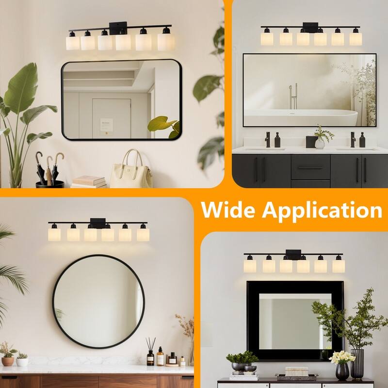 Modern Bathroom Vanity Light With Frosted Milk Glass Shades