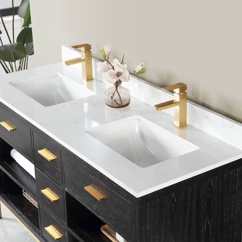 Altair Kesia Bathroom Vanity with White Composite Stone Top without Mirror
