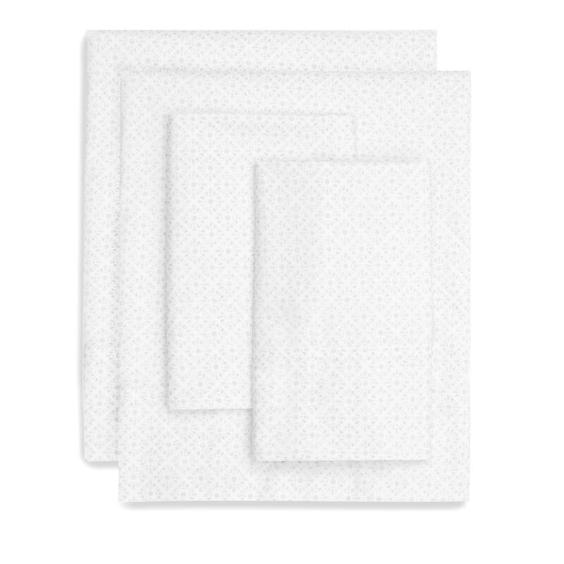 Gaiam Relax 100 Percent Cotton Garment Washed 4pc Sheet Set - Flower Madallion - Light Gray - King